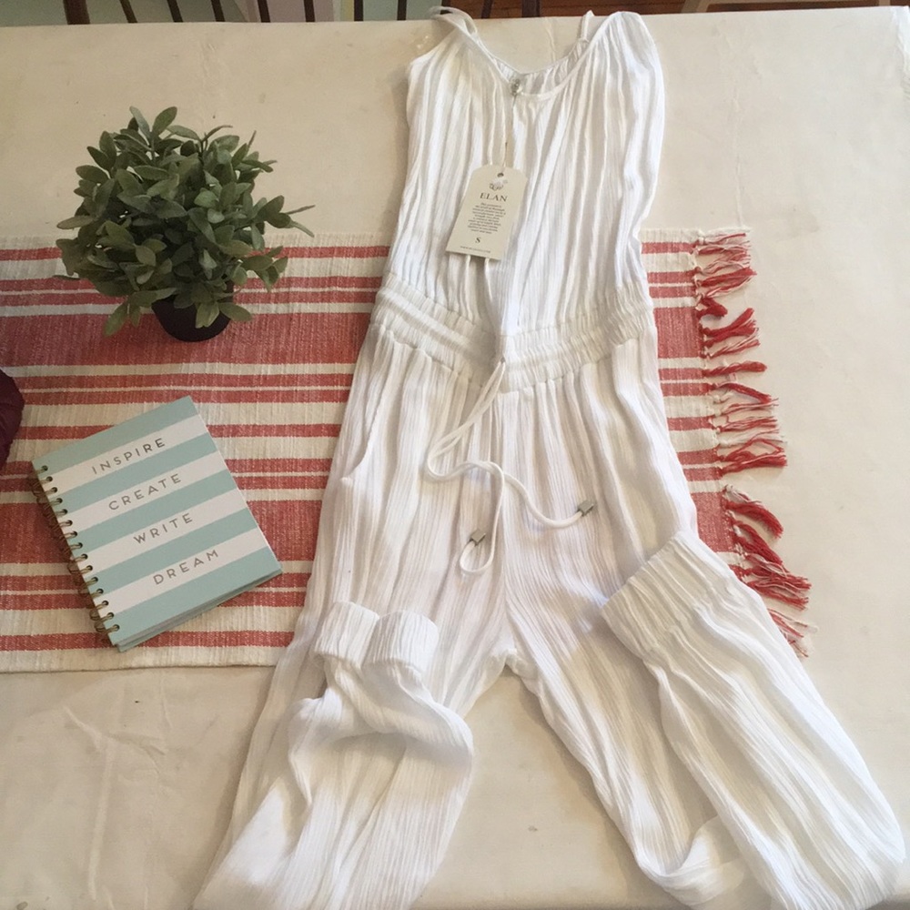 Elan: S: white jumpsuit with pockets!